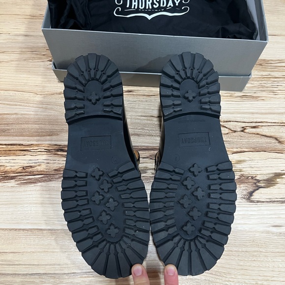 Thursday Boot Company Black Leather Penny Loafers with Gold Accents - Picture 3 of 7